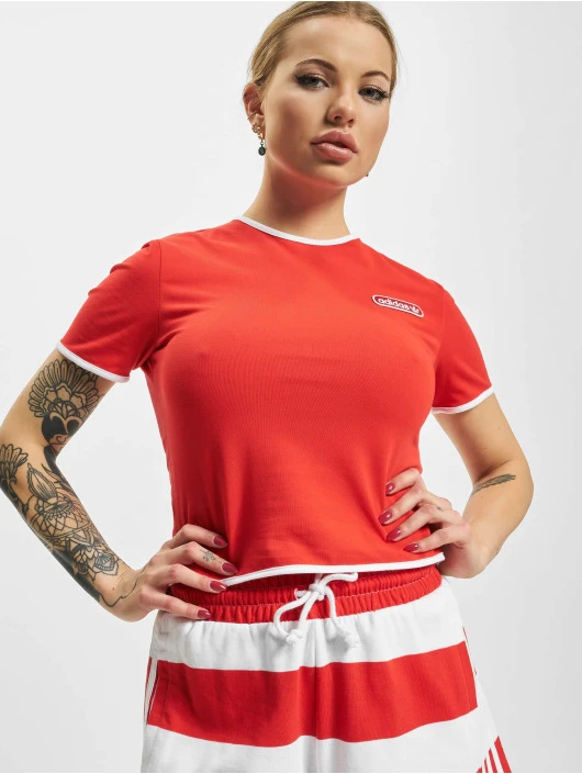 Adidas Originals Damen T-Shirt Cropped In Rot 3 Adidas Originals Damen T-Shirt Cropped In Rot