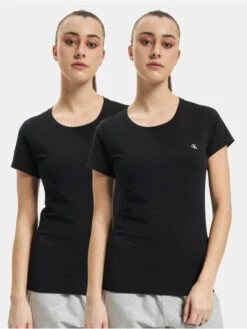 Calvin Klein Damen T-Shirt Crew Neck 2pk In Schwarz