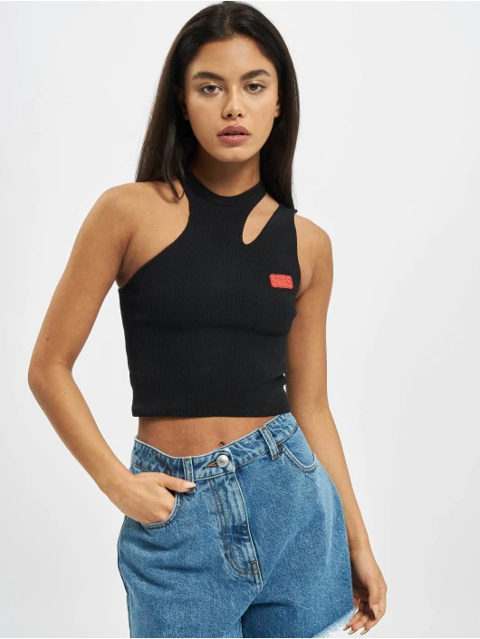 GCDS Damen Top Asymmetric In Schwarz 3 GCDS Damen Top Asymmetric In Schwarz