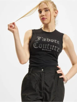 Juicy Couture Damen Tank Tops Jersey Tank With Diamante In Schwarz
