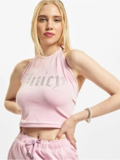 Juicy Couture Damen Top Velour Halter In Rosa