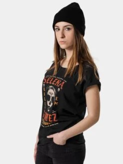 Damen T-Shirt Ladies Selena Gomez Kill Em Skull In Schwarz