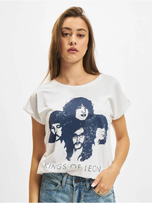 Damen T-Shirt Ladies Kings Of Leon Silhouette In Weiß 3 Damen T-Shirt Ladies Kings Of Leon Silhouette In Weiß