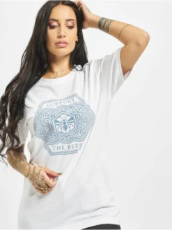 Mister Tee Damen T-Shirt Support The Bees In Weiß
