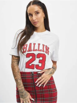 Mister Tee Damen T-Shirt Ladies Ballin 23 In Weiß