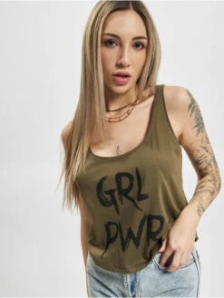 Mister Tee Damen Tank Tops Ladies Girl Power In Olive