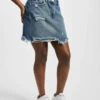 NA-KD Damen Rock Distressed Denim Mini In Blau