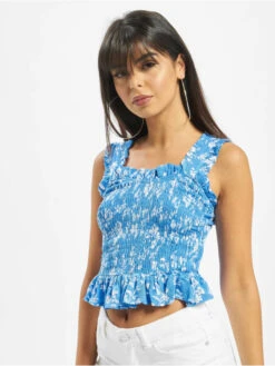 NA-KD Damen Top Frill In Blau