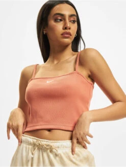 Nike Damen Tank Tops Essentials Rib Crop In Orange