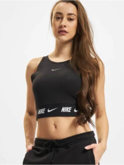 Nike Damen Tank Tops Crop Tape In Schwarz