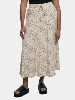 URBAN CLASSICS Damen Rock Ladies Viscose Midi In Beige