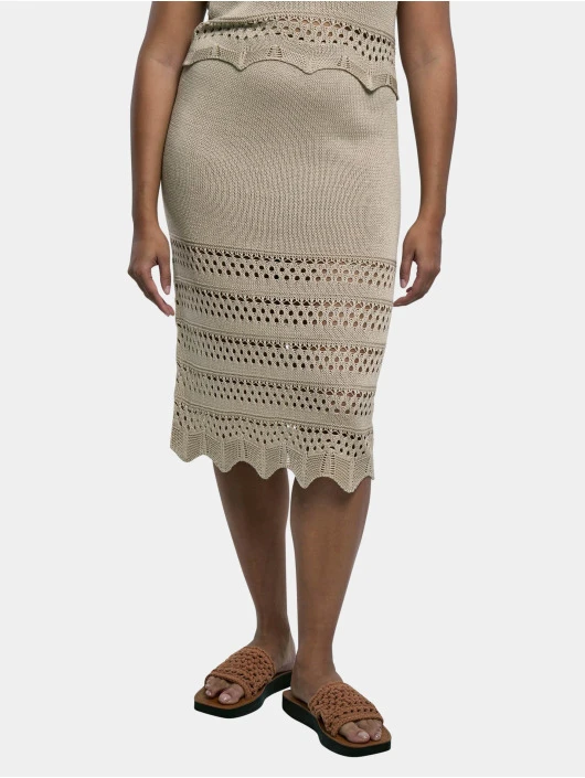 URBAN CLASSICS Damen Rock Ladies 3/4 Crochet Knit In Beige 3 URBAN CLASSICS Damen Rock Ladies 3/4 Crochet Knit In Beige