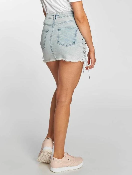 URBAN CLASSICS Damen Rock Lace Up Denim In Blau 4 URBAN CLASSICS Damen Rock Lace Up Denim In Blau – Bild 2