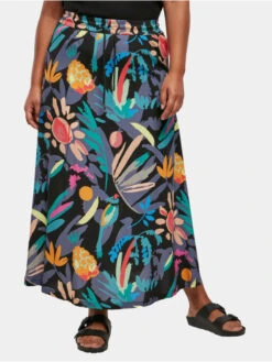 URBAN CLASSICS Damen Rock Ladies Viscose Midi In Schwarz