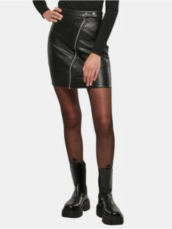 URBAN CLASSICS Damen Rock Ladies Synthetic Leather Biker In Schwarz