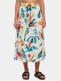 URBAN CLASSICS Damen Rock Ladies Viscose Midi In Weiß