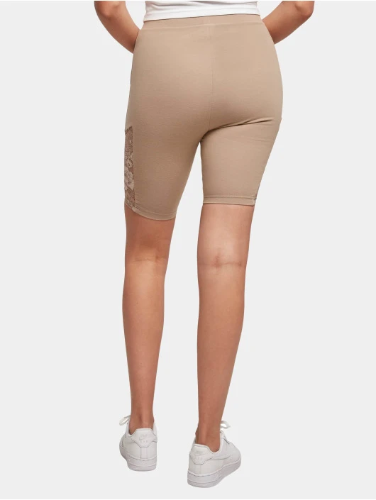 URBAN CLASSICS Damen Shorts Ladies High Waist Lace Inset Cycle In Beige 4 URBAN CLASSICS Damen Shorts Ladies High Waist Lace Inset Cycle In Beige – Bild 2