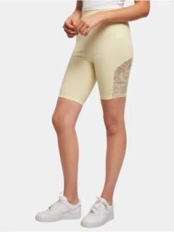 URBAN CLASSICS Damen Shorts Ladies High Waist Lace Inset Cycle In Gelb