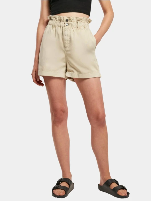 URBAN CLASSICS Damen Shorts Ladies Paperbag In Grün 3 URBAN CLASSICS Damen Shorts Ladies Paperbag In Grün