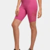 URBAN CLASSICS Damen Shorts High Waist Lace Inset Cycle In Pink