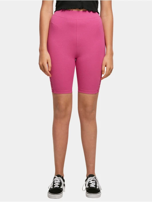 URBAN CLASSICS Damen Shorts High Waist Lace Inset Cycle In Pink 4 URBAN CLASSICS Damen Shorts High Waist Lace Inset Cycle In Pink – Bild 2