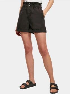 URBAN CLASSICS Damen Shorts Ladies Paperbag In Schwarz