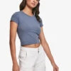 URBAN CLASSICS Damen T-Shirt Stretch Jersey Cropped In Blau -URBAN CLASSICS Verkäufe urban classics t shirt blau 749588