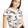 URBAN CLASSICS Damen T-Shirt Stretch Jersey Cropped In Camouflage -URBAN CLASSICS Verkäufe urban classics t shirt camouflage 638480