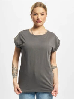 URBAN CLASSICS Damen T-Shirt Ladies Extended Shoulder In Grau