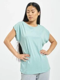 URBAN CLASSICS Damen T-Shirt Extended Shoulder In Grün