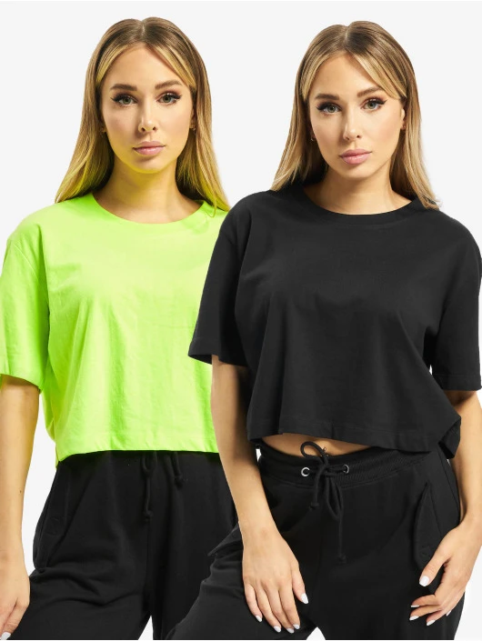 URBAN CLASSICS Damen T-Shirt Ladies Short Oversized Neon 2-Pack In Grün 3 URBAN CLASSICS Damen T-Shirt Ladies Short Oversized Neon 2-Pack In Grün