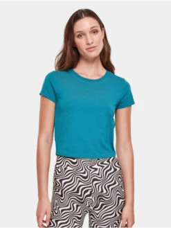 URBAN CLASSICS Damen T-Shirt Ladies Stretch Jersey Cropped In Grün