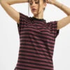 URBAN CLASSICS Damen T-Shirt Ladies Y/D Stripe Tee In Rot