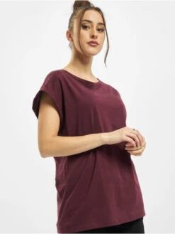 URBAN CLASSICS Damen T-Shirt Ladies Extended Shoulder In Rot