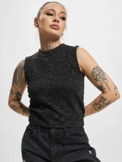 URBAN CLASSICS Damen Tank Tops Ladies Space Dye In Schwarz