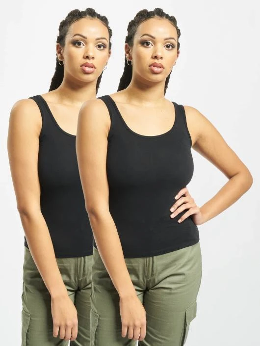 URBAN CLASSICS Damen Tank Tops 2-Pack Basic In Schwarz 3 URBAN CLASSICS Damen Tank Tops 2-Pack Basic In Schwarz