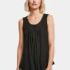 URBAN CLASSICS Damen Tank Tops Ladies Viscose Button Up In Schwarz -URBAN CLASSICS Verkäufe urban classics tank tops schwarz 914733