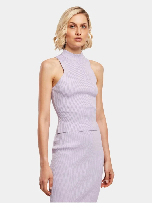 URBAN CLASSICS Damen Tank Tops Ladies Short Rib Knit Turtleneck In Violet 3 URBAN CLASSICS Damen Tank Tops Ladies Short Rib Knit Turtleneck In Violet