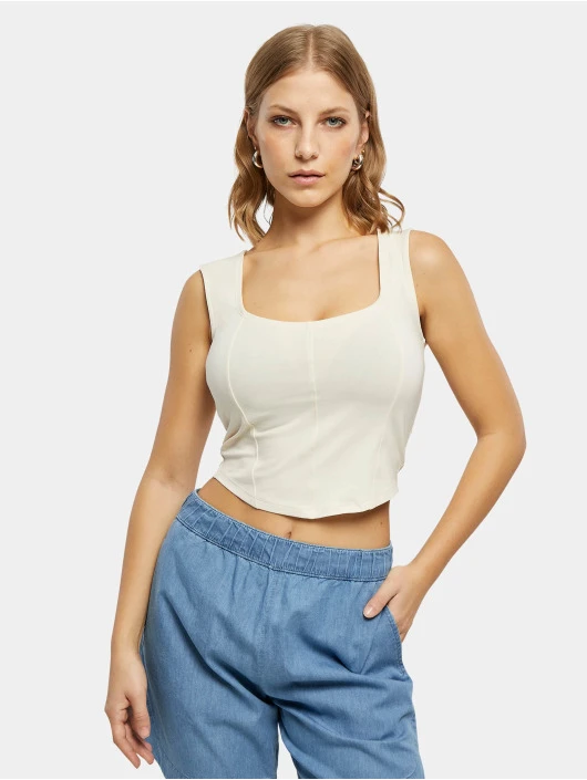 URBAN CLASSICS Damen Tank Tops Ladies Short Corsage In Weiß 3 URBAN CLASSICS Damen Tank Tops Ladies Short Corsage In Weiß