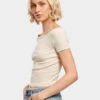 URBAN CLASSICS Damen Top Ladies Off Shoulder Rib In Beige -URBAN CLASSICS Verkäufe urban classics top beige 895647