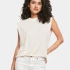 URBAN CLASSICS Damen Top Ladies Modal Padded Shoulder In Beige -URBAN CLASSICS Verkäufe urban classics top beige 913342