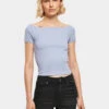 URBAN CLASSICS Damen Top Ladies Off Shoulder Rib In Blau -URBAN CLASSICS Verkäufe urban classics top blau 896064