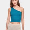URBAN CLASSICS Damen Top Ladies Cropped Asymmetric In Blau -URBAN CLASSICS Verkäufe urban classics top blau 952096
