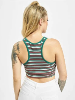 URBAN CLASSICS Damen Top Rib Stripe Cropped In Grün -URBAN CLASSICS Verkäufe urban classics top gruen 474539 1