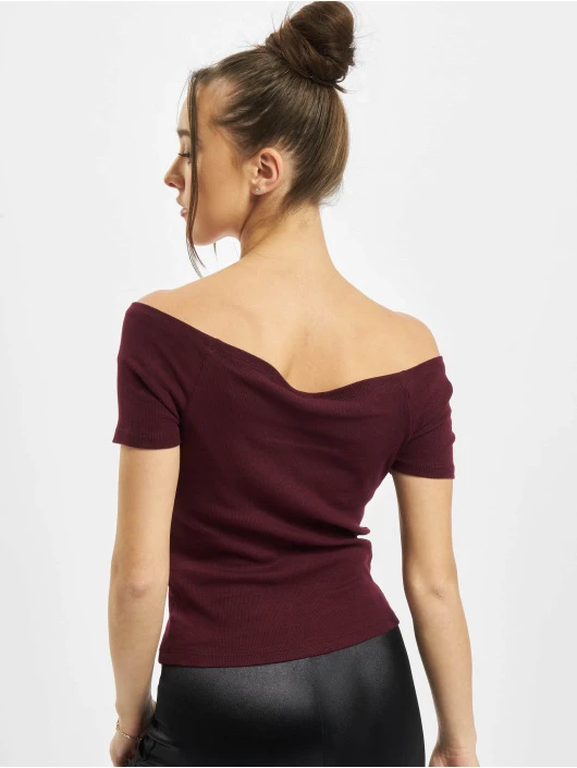 URBAN CLASSICS Damen Top Ladies Off Shoulder Rib In Rot 4 URBAN CLASSICS Damen Top Ladies Off Shoulder Rib In Rot – Bild 2