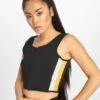 URBAN CLASSICS Damen Top Side Stripe Crop Zip In Schwarz -URBAN CLASSICS Verkäufe urban classics top schwarz 474232