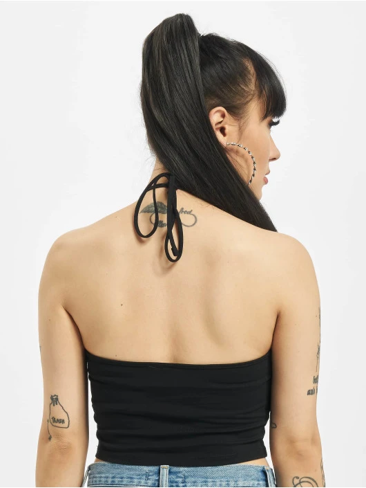 URBAN CLASSICS Damen Top Cropped Neckholder In Schwarz 4 URBAN CLASSICS Damen Top Cropped Neckholder In Schwarz – Bild 2