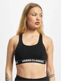 URBAN CLASSICS Damen Top 2-Pack Ladies Logo In Schwarz -URBAN CLASSICS Verkäufe urban classics top schwarz 866856 1