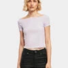 URBAN CLASSICS Damen Top Ladies Off Shoulder Rib In Violet -URBAN CLASSICS Verkäufe urban classics top violet 896067