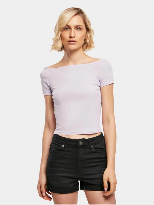 URBAN CLASSICS Damen Top Ladies Off Shoulder Rib In Violet 3 URBAN CLASSICS Damen Top Ladies Off Shoulder Rib In Violet